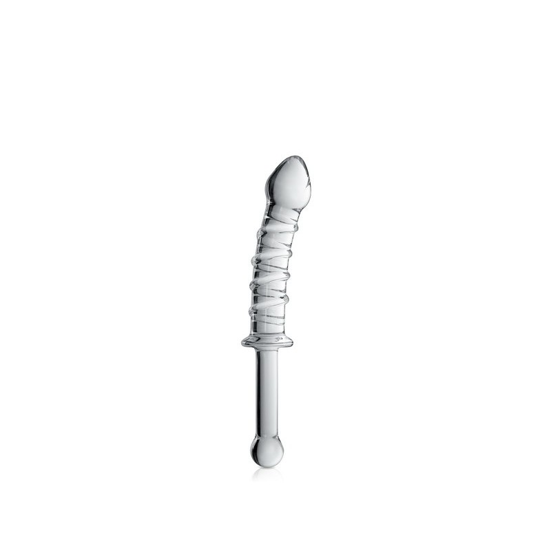 Dildo puissant en verre avec poignée 23cm Transparent N°16 - Glossy Toys