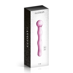 Dildo ondulé avec boule en verre rose 17cm N°10 - Glossy Toys