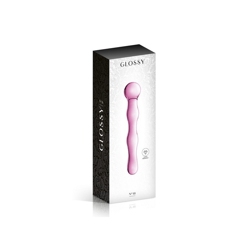 Dildo ondulé avec boule en verre rose 17cm N°10 - Glossy Toys