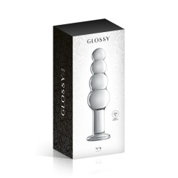 Dildo verre boules progressive 18.5cm transparent N°9