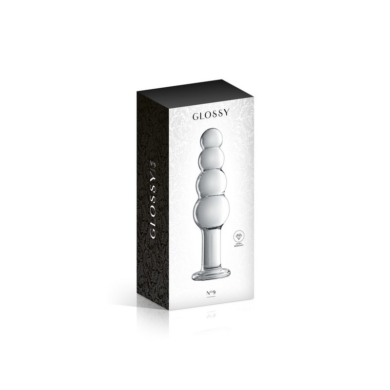 Dildo verre boules progressive 18.5cm transparent N°9