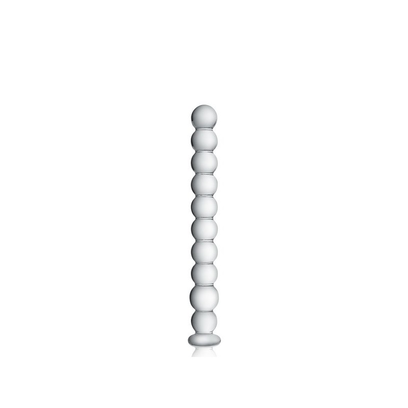 Dildo transparent en verre à boules 24cm N°18 - Glossy Toys