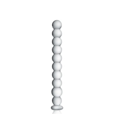 Dildo transparent en verre à boules 24cm N°18 - Glossy Toys
