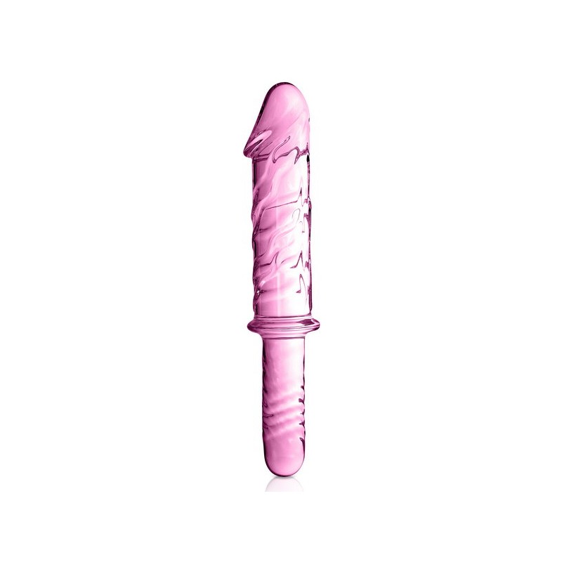 Dildo puissant en verre avec poignée 28.5cm Rose N°12 - Glossy Toys