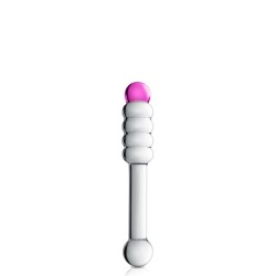 Dildo en verre translucide et rose 2 terminaisons N°11 - Glossy Toys