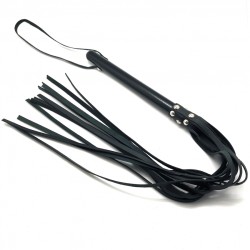 Martinet long Lanières en cuir et Manche en bois 80cm Noir - The Red