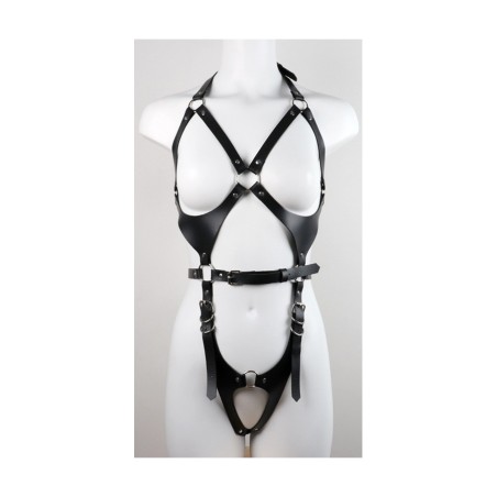 Harnais Combi Punk Breast Noir - KinkHarness