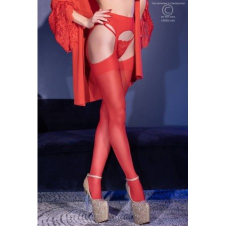 Collant porte-jarretelles rouge S/M