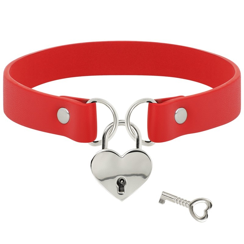 COQUETTE CHIC DESIRE - COLLIER EN CUIR VEGAN AVEC ACCESSOIRE COEUR AVEC CLÉ