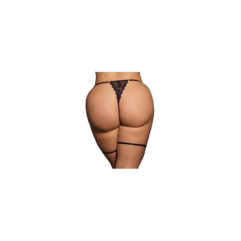String avec Jarretelles MARIE Grande Taille Noir