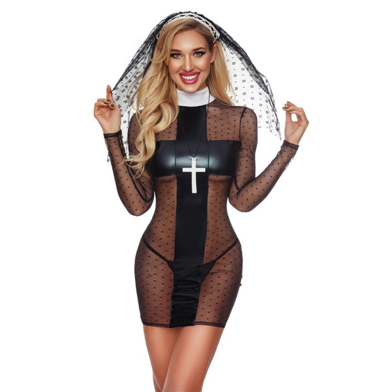TENUE NONNE SEXY 4 PCS NOIR T.U