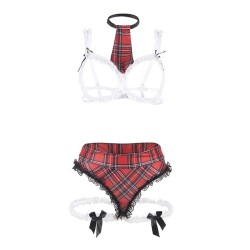 COSTUME D'ÉCOLIÈRE SEXY AVEC SOUTIEN-GORGE -SUBBLIME
