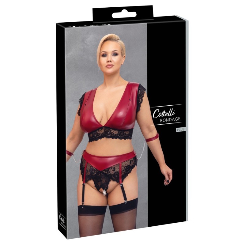 Ensemble bralette, string porte-jarretelles ouvert de Cottelli BONDAGE PLUS - 4XL