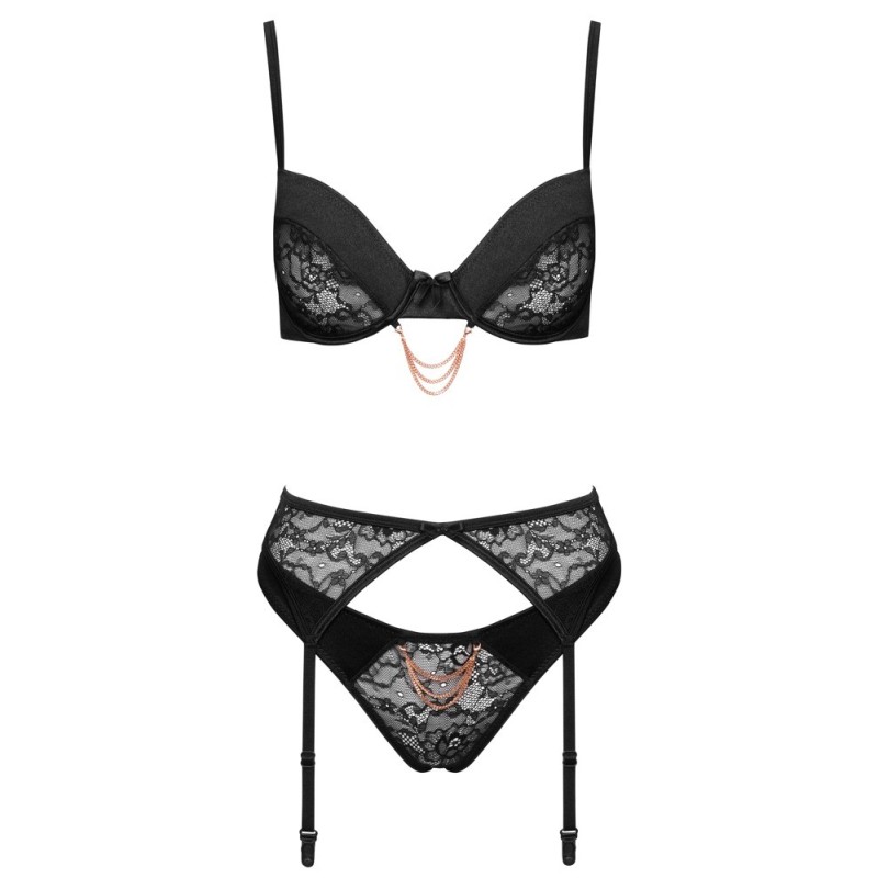 Ensemble soutien-gorge à armatures, porte-jarretelles et string Rio - Cottelli- Taille S