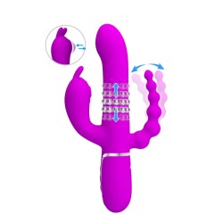 TRIPLE VIBRATEUR MULTIFONCTION 4 EN 1 ROSE -PRETTY LOVE - CAMMY