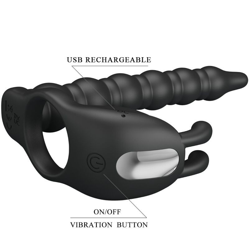 ANNEAUX PÉNIS AVEC PLUG VIBRATEUR -BLACKNEY - PRETTY LOVE -