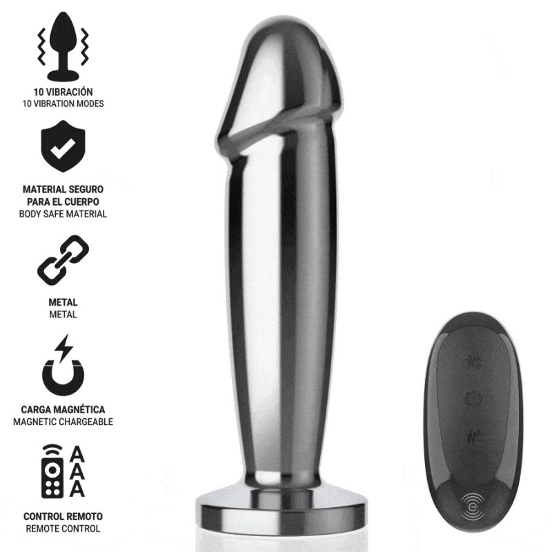 PLUG ANAL - S - 10 VIBRATIONS GODE MÉTALLIQUE AVEC TÉLÉCOMMANDE  -INTENSE -