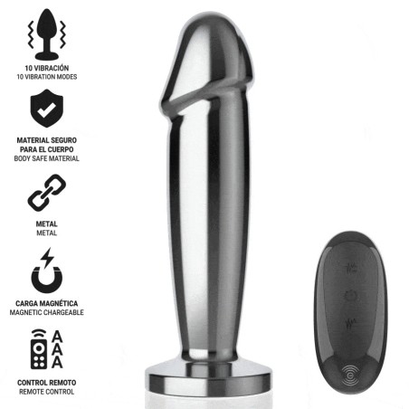 PLUG ANAL - S - 10 VIBRATIONS GODE MÉTALLIQUE AVEC TÉLÉCOMMANDE  -INTENSE -