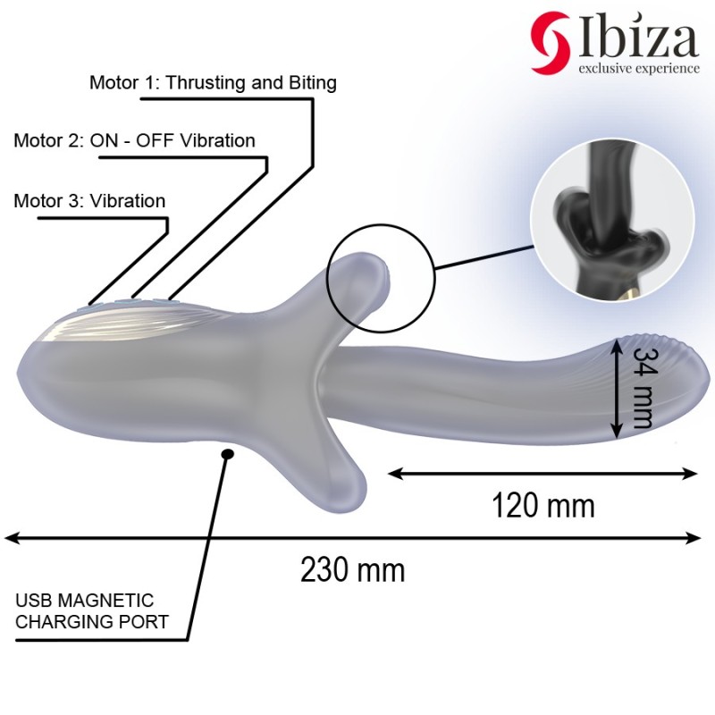 VIBRATEUR PUISSANT AVEC EFFET DE POUSSÉE ET DE MORSURE- IBIZA -