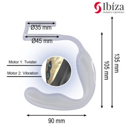 Plug anal rotatif télécommandé WIGGLE avec vibrations périnéales et anneaux rehaussant le pénis- IBIZA -