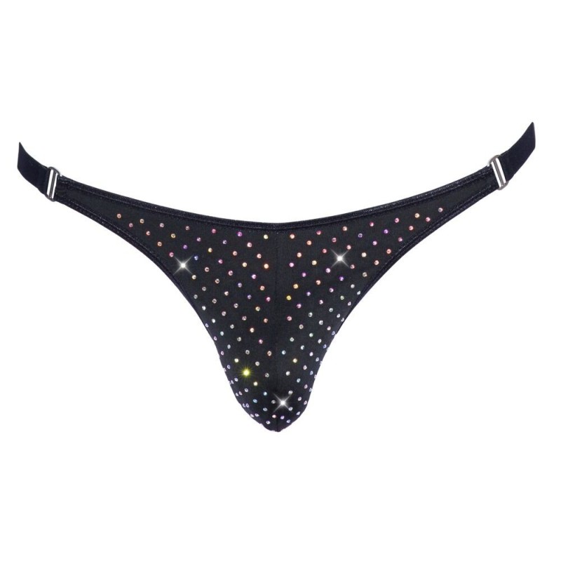 String avec strass brillants  Noir