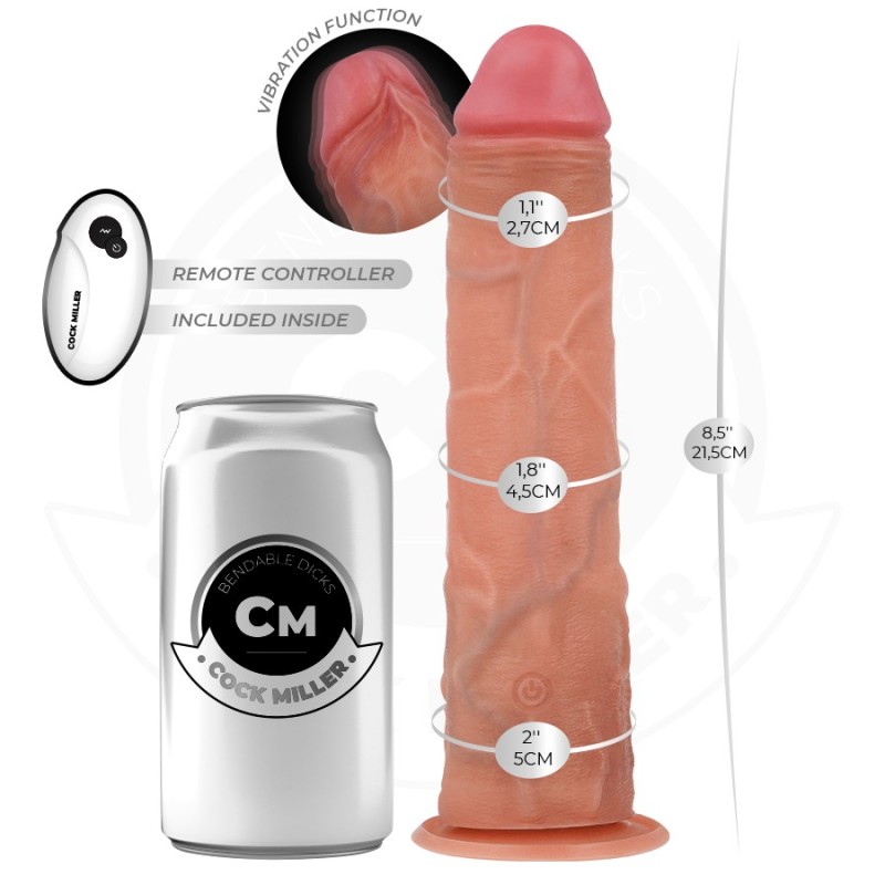 GODE RÉALISTE À VENTOUSE ET VIBRATION AVEC TÉLÉCOMMANDE 21,5 CM- COCK MILLER -