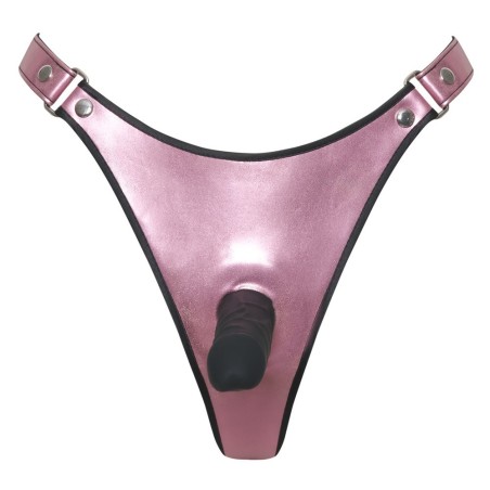 String sangle de Bad Kitty avec godemiché naturel noir en silicone