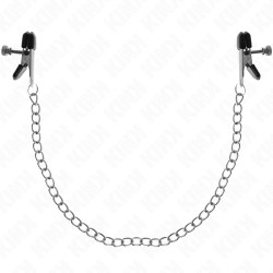 KINK - PINCES À TETONS - chaine plate argent 34 CM