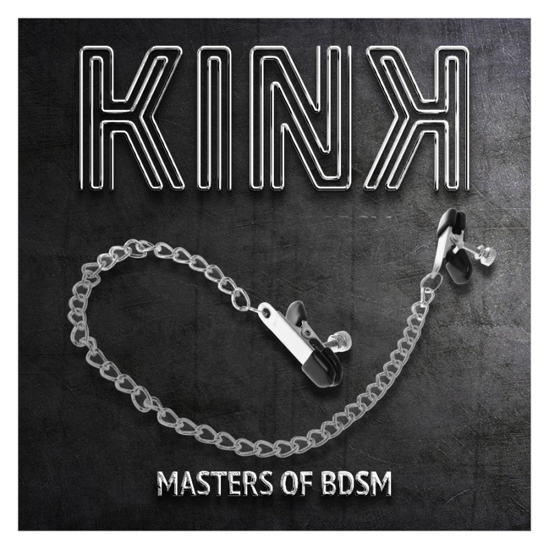KINK - PINCES À TETONS - chaine plate argent 34 CM