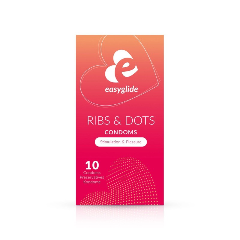 EasyGlide -10 préservatifs RIBS AND DOTS