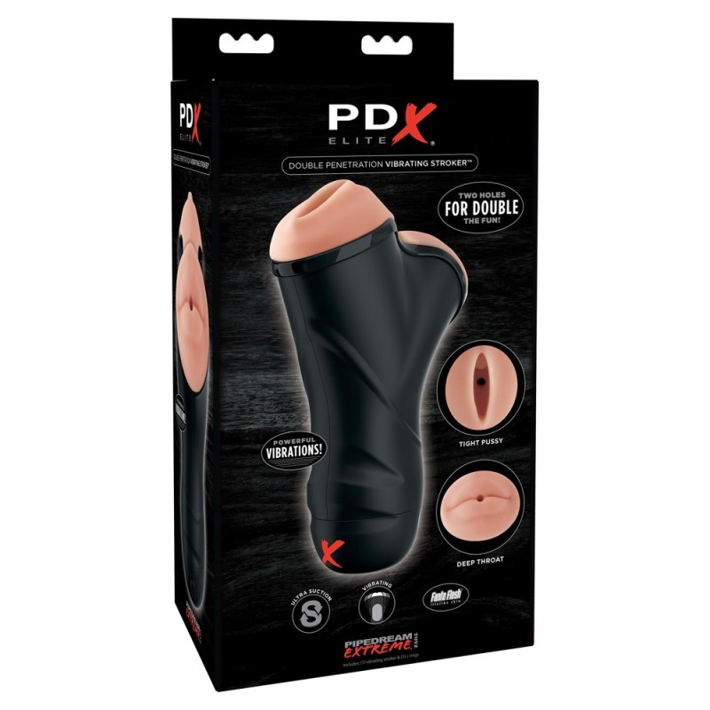PDX ELITE - MASTURBATEUR DOUBLE PENETRATION AVEC VIBRATION STROKER