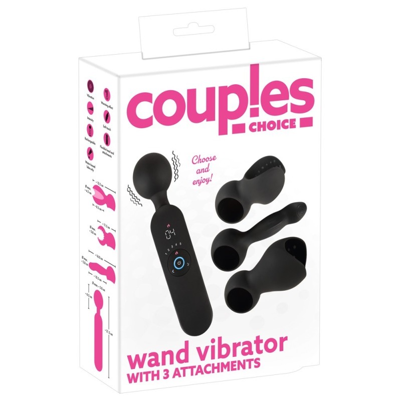 COUPLES CHOICE - VIBROMASSEUR AVEC 3 EMBOUTS - WAND
