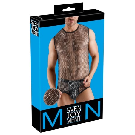 SVENJOYMENT - TEE-SHIRT SEXY NOIR EN RESILLE