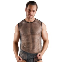 SVENJOYMENT - TEE-SHIRT SEXY NOIR EN RESILLE