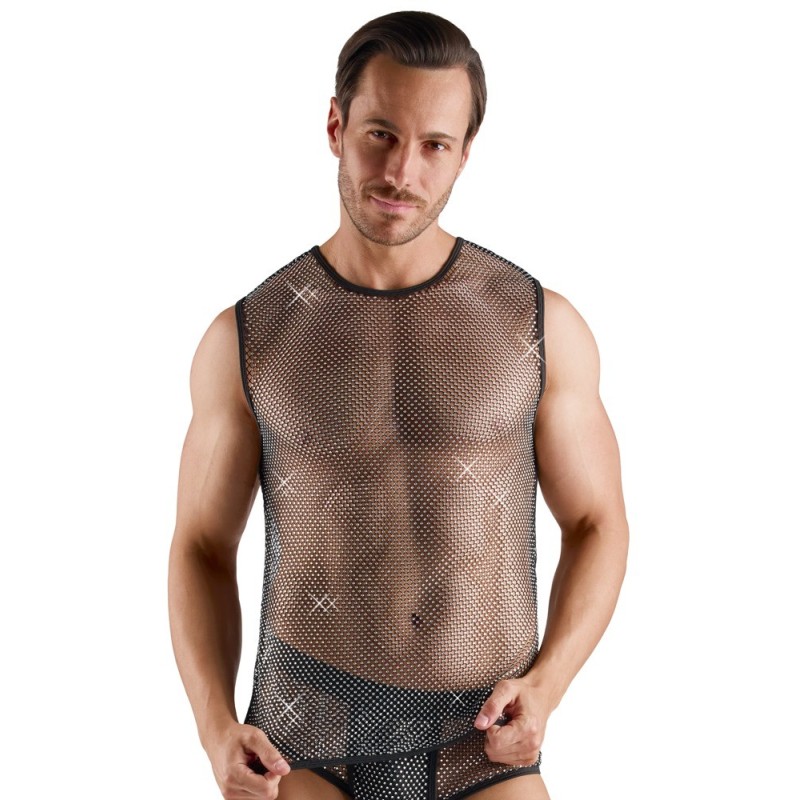 SVENJOYMENT - TEE-SHIRT SEXY NOIR EN RESILLE