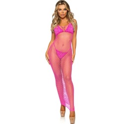 LEG AVENUE - ROBE LONGUE SNA MANCHE FILET FUCHSIA