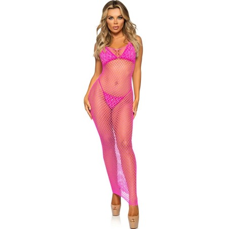 LEG AVENUE - ROBE LONGUE SNA MANCHE FILET FUCHSIA