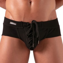 Absolu Male - Slip avec lacets Laced Noir M/L