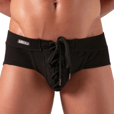 Absolu Male - Slip avec lacets Laced Noir M/L