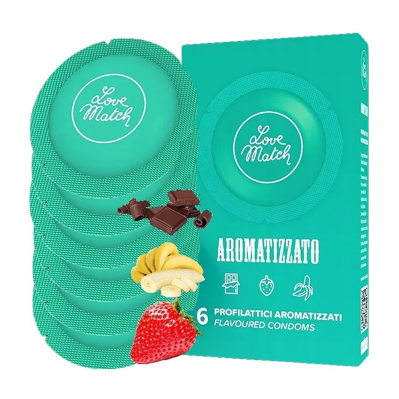 Préservatifs aromatisés Aromatizzato x6 -  love match