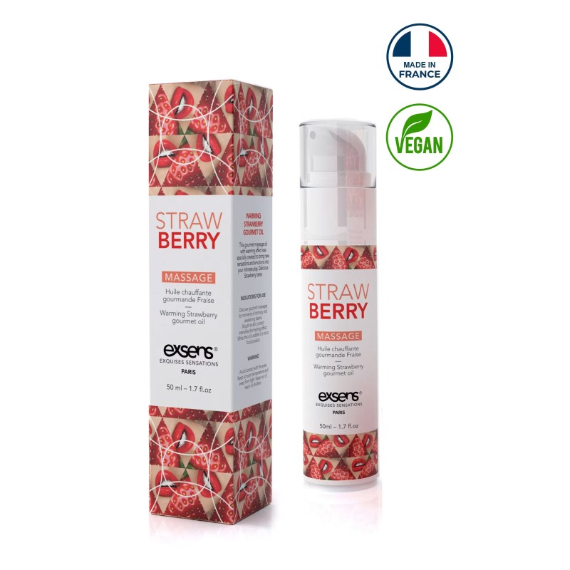 Huile chauffante Gourmande Fraise - Strawberry Massage - 50ML - exsens