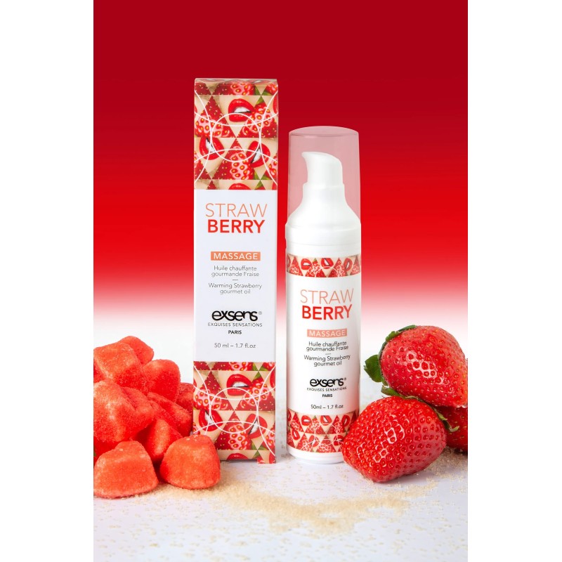 Huile chauffante Gourmande Fraise - Strawberry Massage - 50ML - exsens