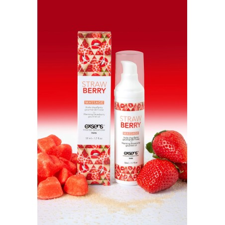 Huile chauffante Gourmande Fraise - Strawberry Massage - 50ML - exsens