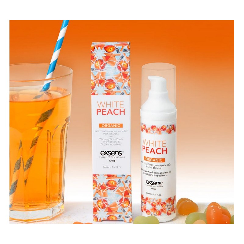 Huile chauffante Gourmande Pêche Blanche BIO -White Peach -50ml -exsens