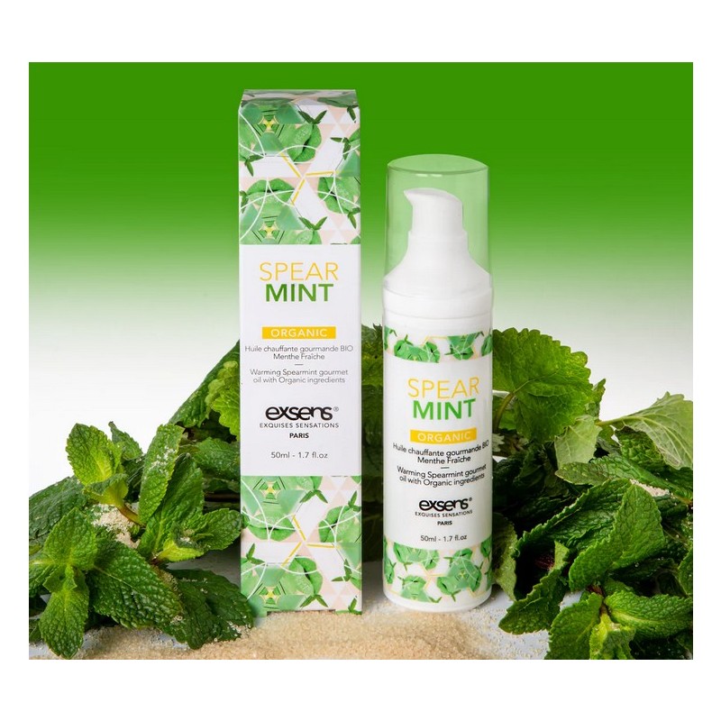 Huile de massage chauffante Gourmande Menthe Fraîche BIO -Spear Mint - 50ml -exsens