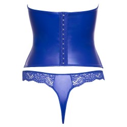 Ensemble corset bustier bleu royal avec string - Cottelli