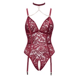 Body porte-jarretelles ouvert avec collier- Cottelli