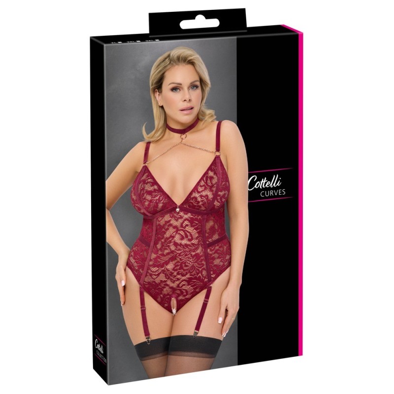Body porte-jarretelles ouvert avec collier- Cottelli