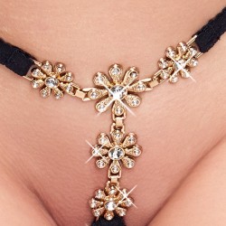 String ouvert bijou de luxe fleurs - cottelli