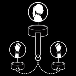 FETISH SUBMISSIVE - COLLIER ET MENOTTES EN CUIR VÉGAN AVEC DOUBLURE